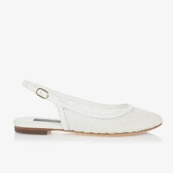 Dolce amp; Gabbana Pumps & Ballerinas|Pumps & Ballerinas*Girls White Leather & Mesh Slingback Pumps