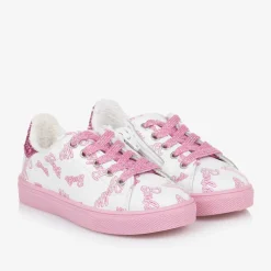 Monnalisa Trainers|Trainers*Girls White Leather Barbie Trainers