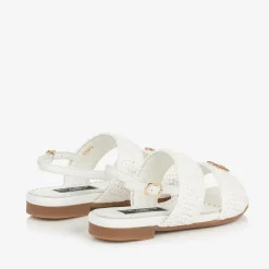 Dolce amp; Gabbana Sandals|Sandals*Girls White Leather Crochet Sandals