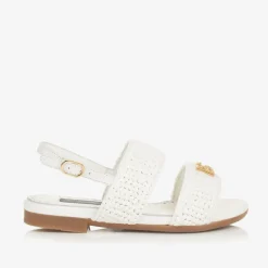 Dolce amp; Gabbana Sandals|Sandals*Girls White Leather Crochet Sandals