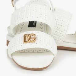 Dolce amp; Gabbana Sandals|Sandals*Girls White Leather Crochet Sandals