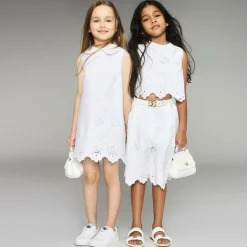 Dolce amp; Gabbana Sandals|Sandals*Girls White Leather Crochet Sandals