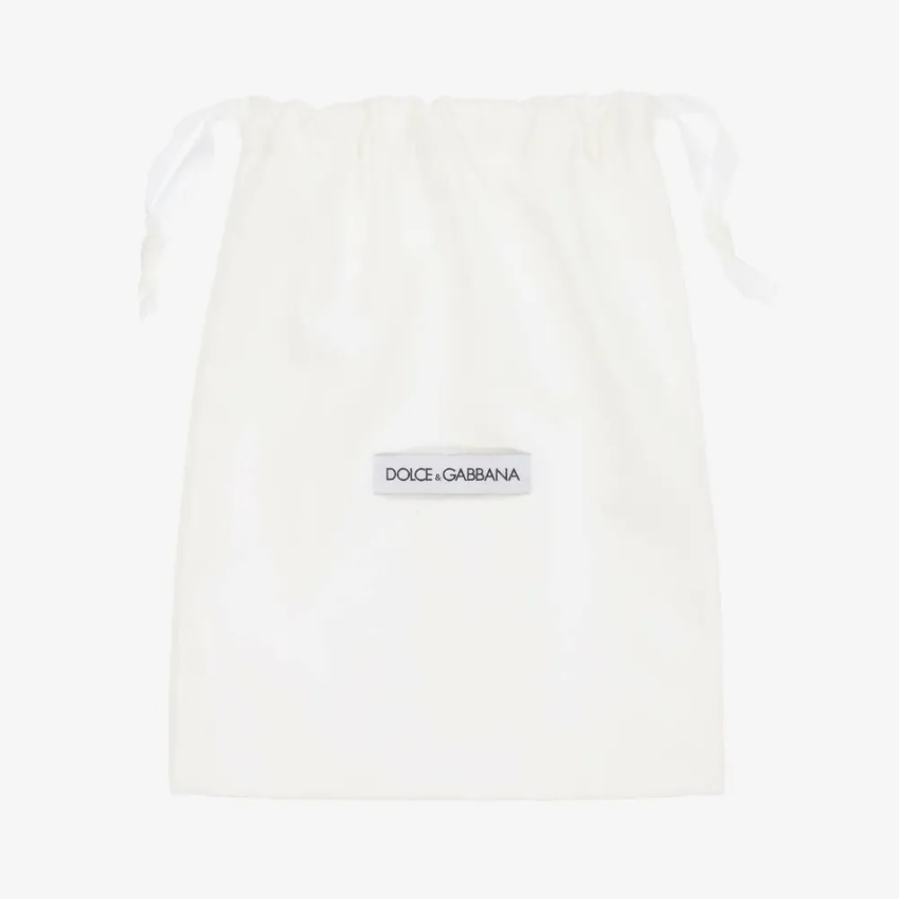 Dolce amp; Gabbana Sliders|Sliders*Girls White Leather DG Sliders