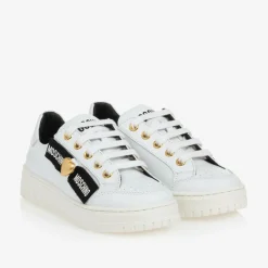 Moschino Trainers|Trainers*Girls White Leather Lace-Up Trainers
