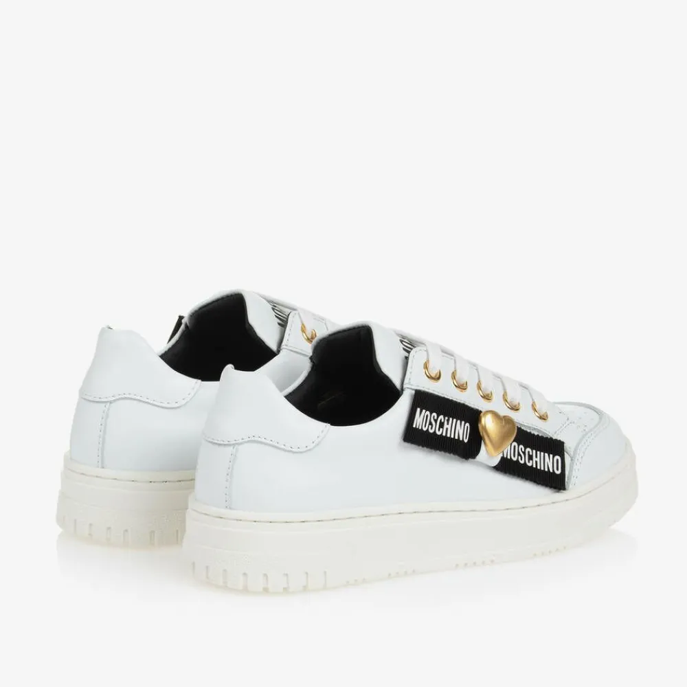 Moschino Trainers|Trainers*Girls White Leather Lace-Up Trainers