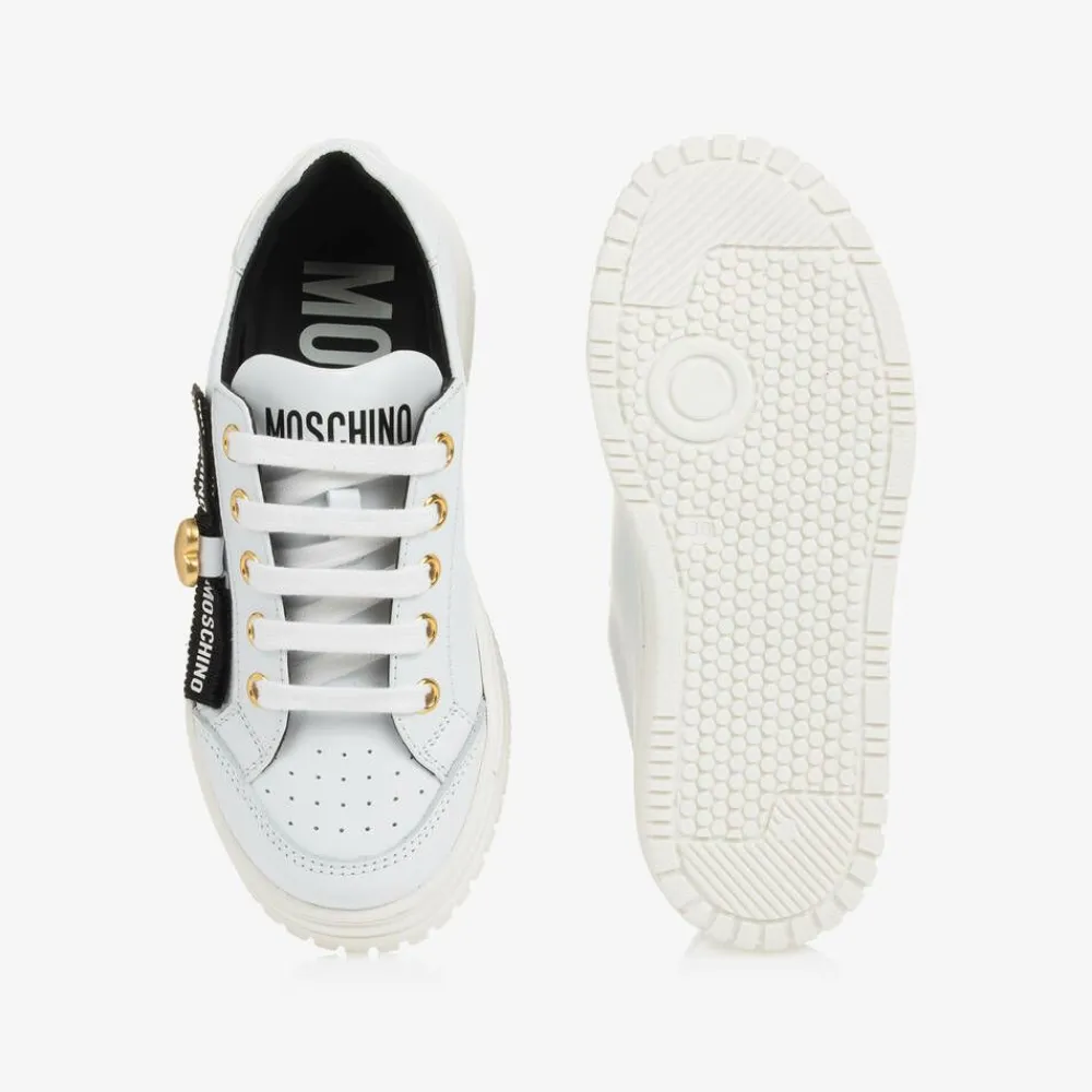 Moschino Trainers|Trainers*Girls White Leather Lace-Up Trainers