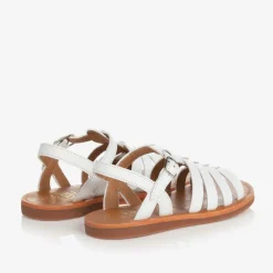 Pom dApi Sandals*Girls White Leather Sandals