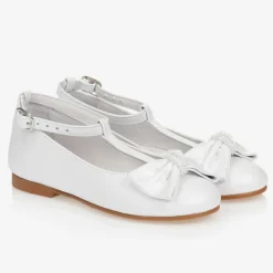 Childrens Classics Bar Shoes|Bar Shoes*Girls White Leather Shoes