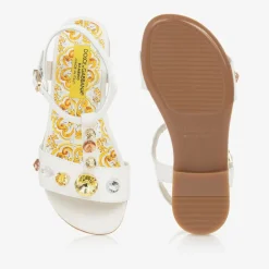 Dolce amp; Gabbana Sandals|Sandals*Girls White Patent Leather & Crystal Sandals