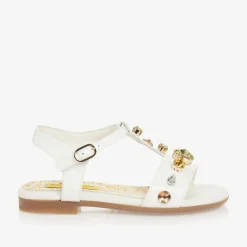 Dolce amp; Gabbana Sandals|Sandals*Girls White Patent Leather & Crystal Sandals