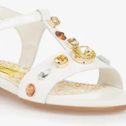 Dolce amp; Gabbana Sandals|Sandals*Girls White Patent Leather & Crystal Sandals