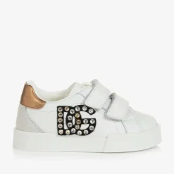 Dolce amp; Gabbana Trainers*Girls White Rhinestone DG Trainers