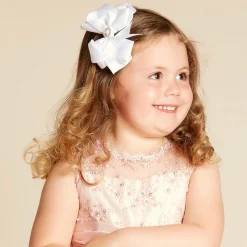 Bowtique London Hair Accessories*Girls Satin Bow Hair Clip (10cm) White