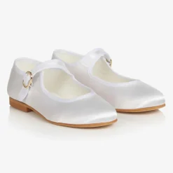Beatrice amp; George Traditional Shoes|Pumps & Ballerinas*Girls White Satin Mary Jane Pumps