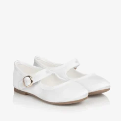 Sevva Bar Shoes|Bar Shoes*Girls White Satin Shoes