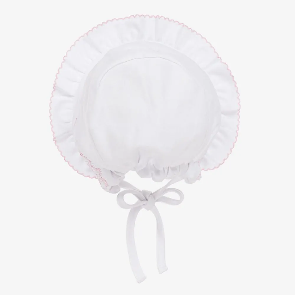 Kissy Kissy Hats|Hats*Girls White Smocked Pima Cotton Bonnet