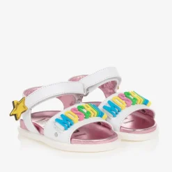 Moschino Kid-Teen Sandals*Girls White Star Leather Sandals
