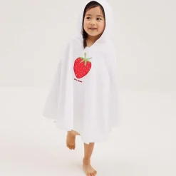 Mitty James Towels & Robes*Girls White Towelling Strawberry Poncho