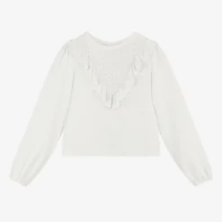 Mayoral Tops*Girls White Viscose Frill Blouse