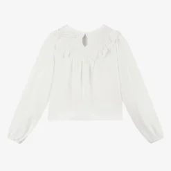 Mayoral Tops*Girls White Viscose Frill Blouse