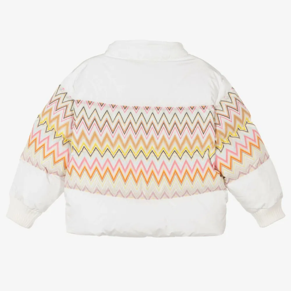 Missoni Coats & Jackets*Girls White Zigzag Down Puffer Jacket