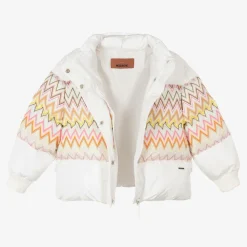 Missoni Coats & Jackets*Girls White Zigzag Down Puffer Jacket