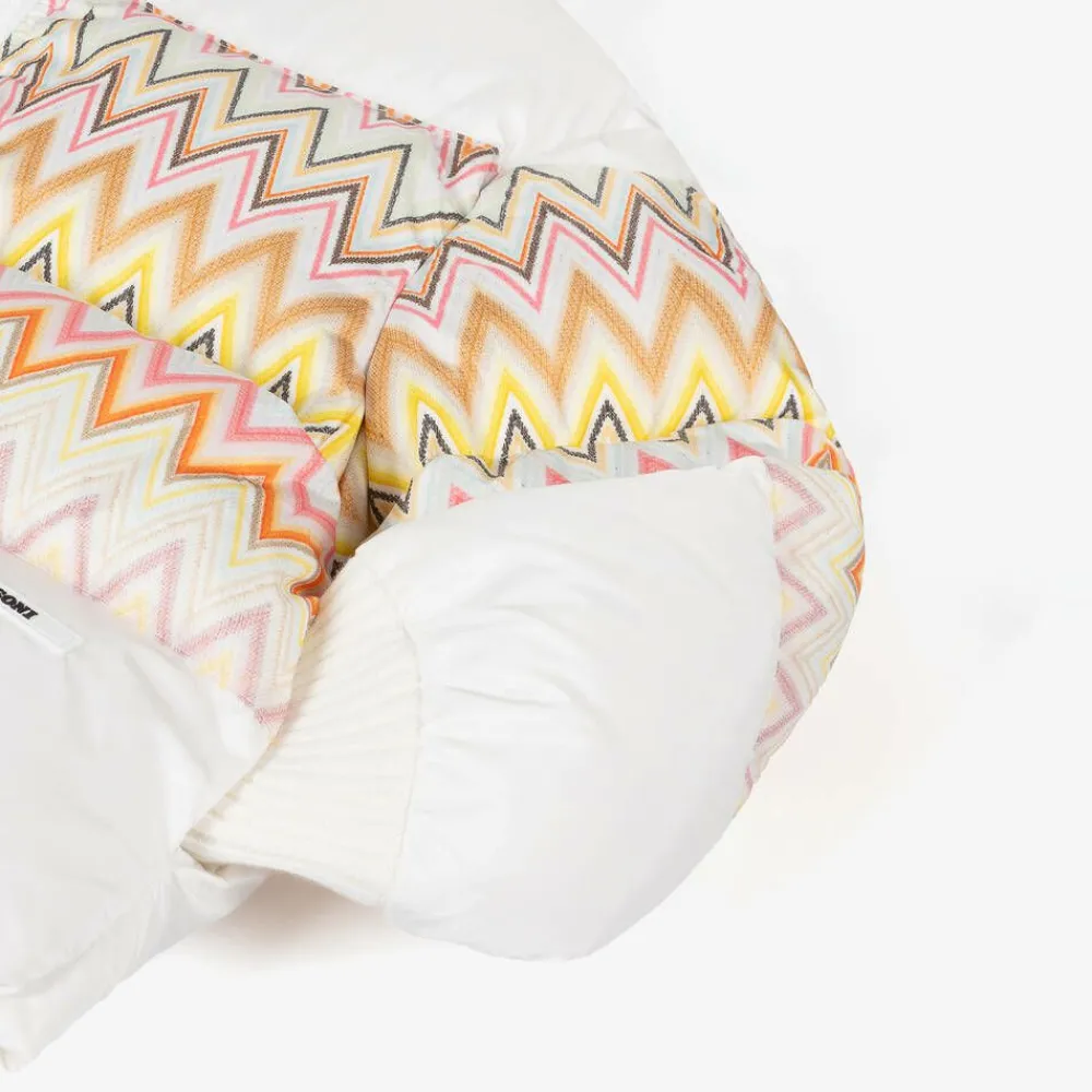 Missoni Coats & Jackets*Girls White Zigzag Down Puffer Jacket