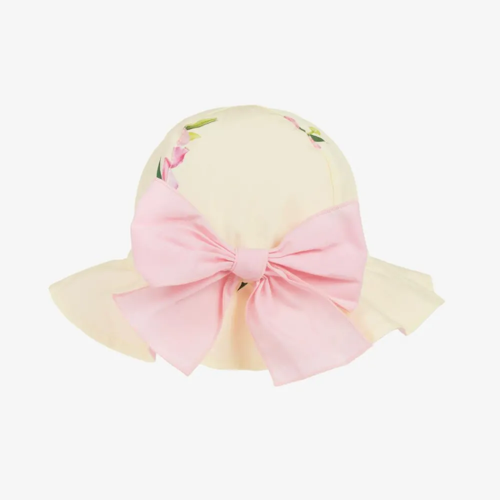 Phi Clothing Hats*Girls Yellow Cotton Floral Sun Hat