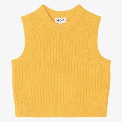 Molo Tops*Girls Yellow Knitted Wool Slipover Brilliance