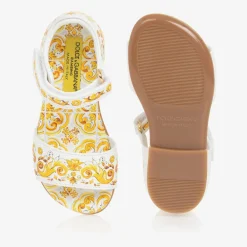 Dolce amp; Gabbana Sandals|Sandals*Girls Yellow Leather Majolica Sandals