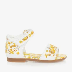 Dolce amp; Gabbana Sandals|Sandals*Girls Yellow Leather Majolica Sandals