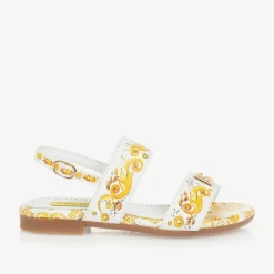 Dolce amp; Gabbana Sandals|Sandals*Girls Yellow Leather Majolica Sandals