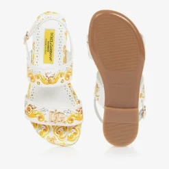 Dolce amp; Gabbana Sandals|Sandals*Girls Yellow Leather Majolica Sandals