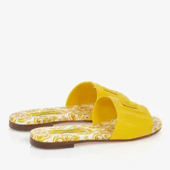 Dolce amp; Gabbana Sliders|Sliders*Girls Yellow Leather Majolica Sliders