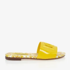 Dolce amp; Gabbana Sliders|Sliders*Girls Yellow Leather Majolica Sliders
