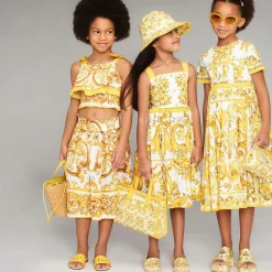 Dolce amp; Gabbana Sliders|Sliders*Girls Yellow Leather Majolica Sliders