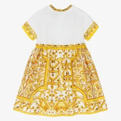 Dolce amp; Gabbana Dresses*Girls Yellow Majolica Cotton Dress
