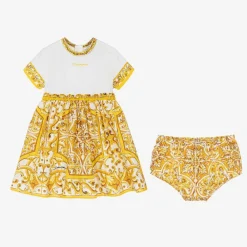 Dolce amp; Gabbana Dresses*Girls Yellow Majolica Cotton Dress
