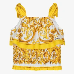 Dolce amp; Gabbana Tops*Girls Yellow Majolica Cotton Blouse