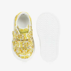 Dolce amp; Gabbana Trainers*Girls Yellow Majolica Print Canvas Trainers