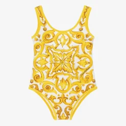 Dolce amp; Gabbana Swimwear|Swimwear*Girls Yellow Majolica Swimsuit