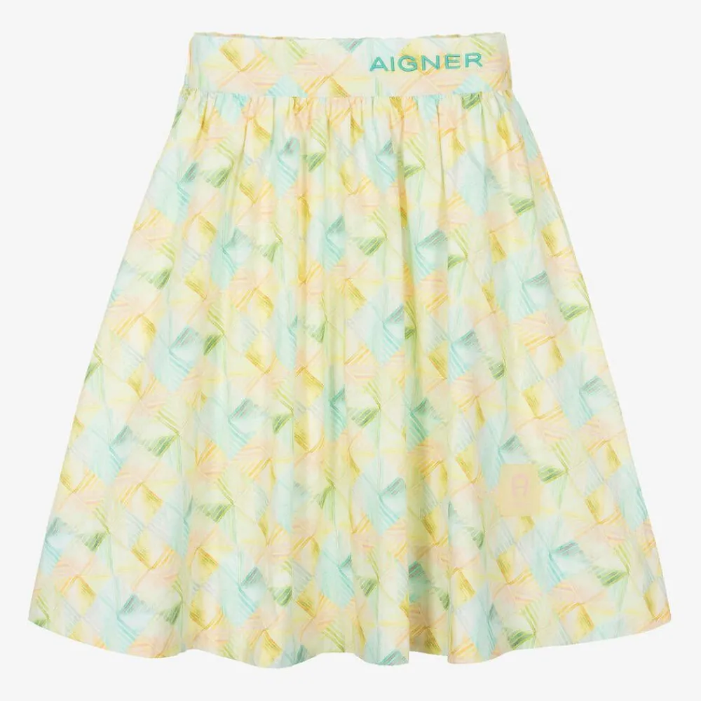 AIGNER Skirts*Girls Yellow Pastel Print Viscose Skirt
