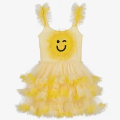 Tutu du Monde Gifts*Girls Yellow Smiling Face Tulle Dress