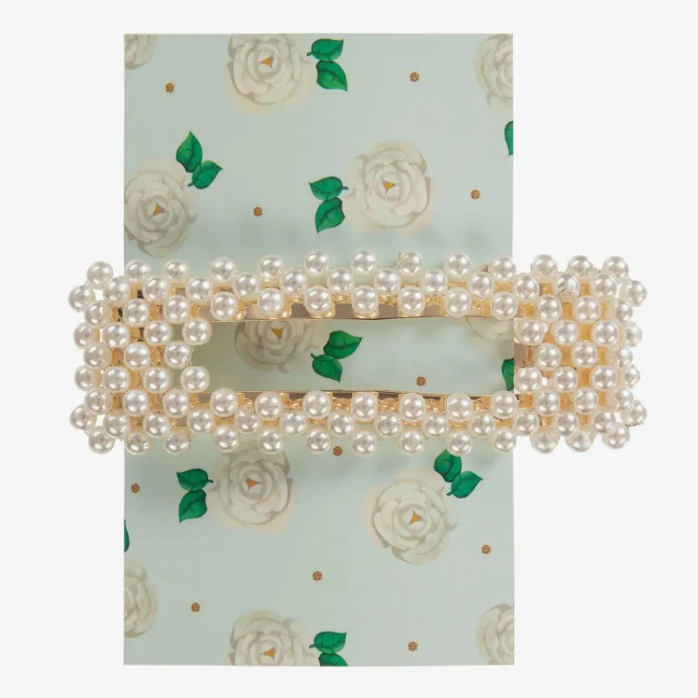 Milledeux Hair Accessories*Gold & Pearl Hair Clip (8cm)