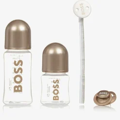 BOSS Gifts*Gold Baby Bottle & Dummy Set