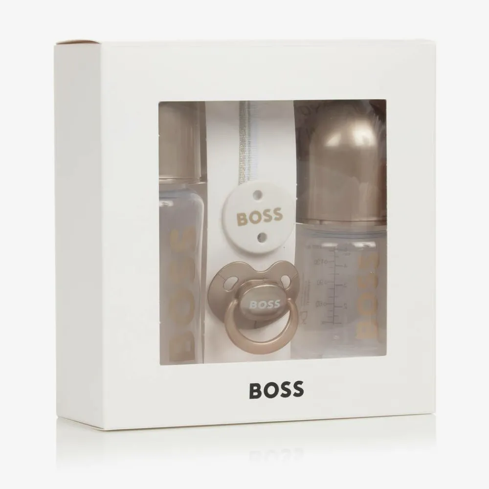 BOSS Gifts*Gold Baby Bottle & Dummy Set