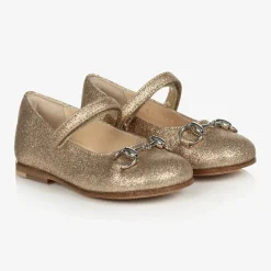 Gucci Pumps & Ballerinas*Gold Glitter Ballerina Shoes
