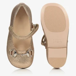 Gucci Pumps & Ballerinas*Gold Glitter Ballerina Shoes