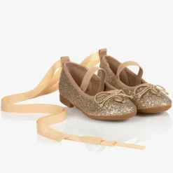 Angels Face Pumps & Ballerinas*Gold Glitter Ballerina Shoes