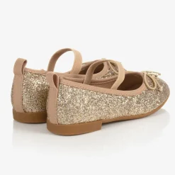 Angels Face Pumps & Ballerinas*Gold Glitter Ballerina Shoes
